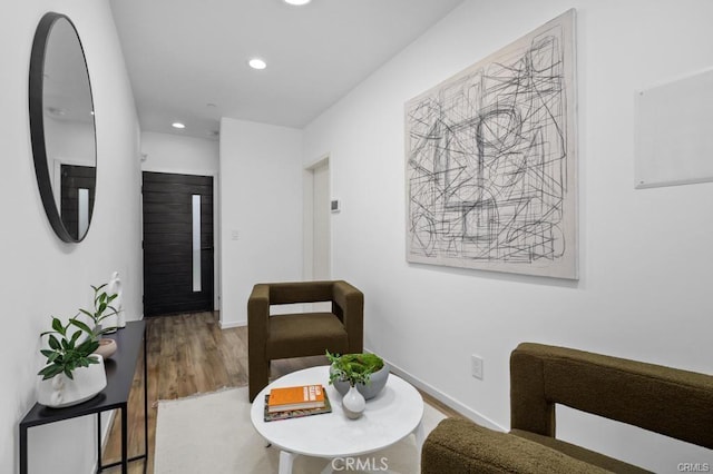 41361/2 Normal Ave Unit 1/2, Los Angeles, CA 90029 - living area with recessed lighting, wood finished floors, and baseboards
