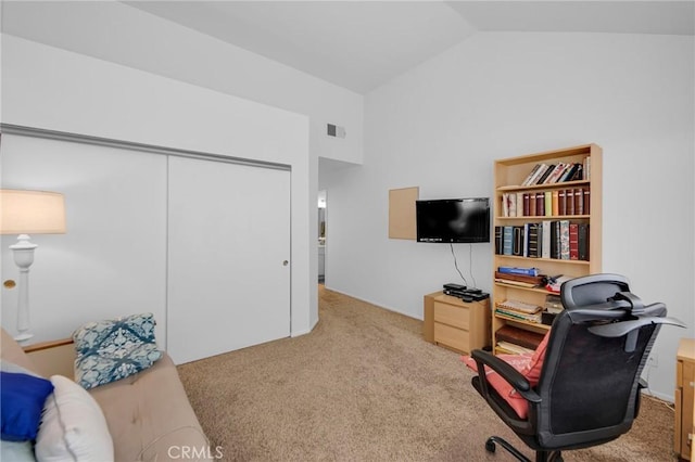 4240 Lost Hills Rd Unit 2102, Calabasas, CA 91301 - carpeted home office with lofted ceiling