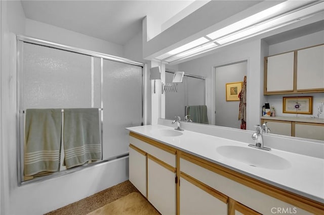 4240 Lost Hills Rd Unit 2102, Calabasas, CA 91301 - full bathroom featuring double vanity and shower / bath combination with glass door