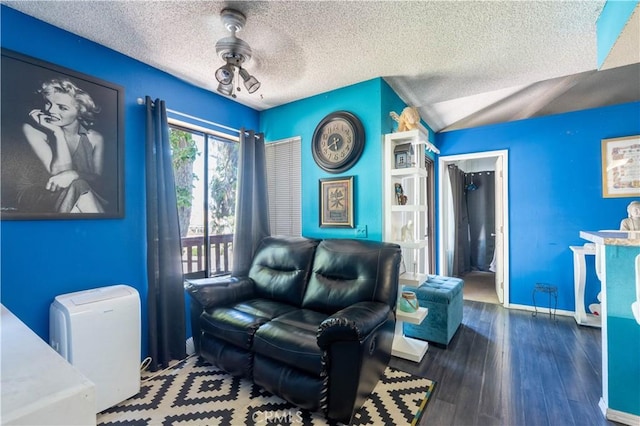 320 W Walnut St Unit 6, Ontario, CA 91762 - living room with a textured ceiling, wood finished floors, and baseboards