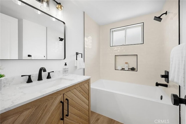 1292 Tiffany Pl, Tustin, CA 92780 - full bath with vanity, wood finished floors, and shower / bathtub combination