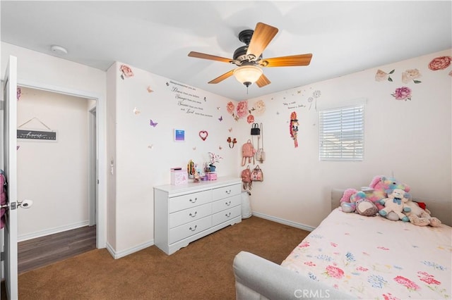 3116 Perdot Ave, Rosamond, CA 93560 - bedroom with carpet flooring, ceiling fan, and baseboards