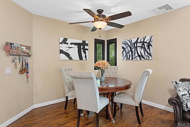 2284 Caminito Pajarito Unit 147, San Diego, CA 92107 - dining area with baseboards, ceiling fan, and wood finished floors