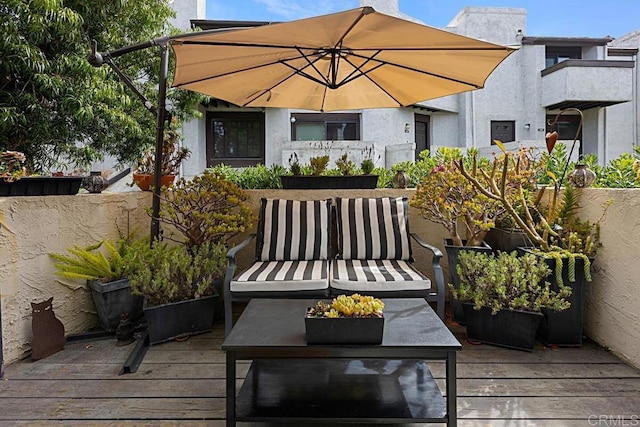 2284 Caminito Pajarito Unit 147, San Diego, CA 92107 - deck with an outdoor living space with a fire pit