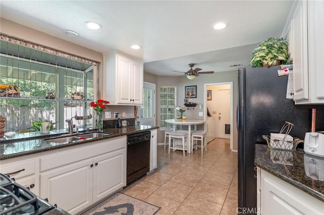 1290 3rd, Calimesa, CA 92320 - kitchen with dishwasher, a sink, white cabinets, healthy amount of natural light, and recessed lighting