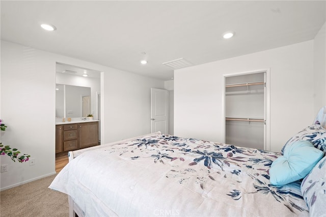 30769 Impala Ct, Winchester, CA 92596 - bedroom featuring light colored carpet, a closet, baseboards, recessed lighting, and a spacious closet
