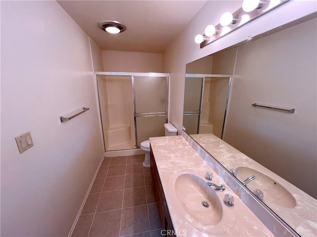 1509 E 23rd St Unit A, Signal Hill, CA 90755 - bathroom with a shower stall, tile patterned flooring, toilet, baseboards, and vanity
