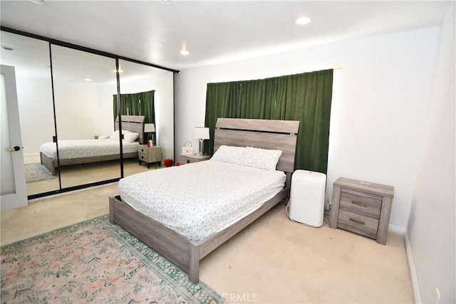 7309 Franklin Ave Unit 105, Los Angeles, CA 90046 - bedroom with carpet, recessed lighting, baseboards, and a closet