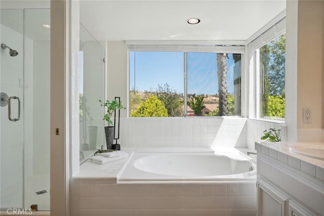 24775 Calle Serranona, Calabasas, CA 91302 - full bath with a shower stall, a garden tub, vanity, and healthy amount of natural light