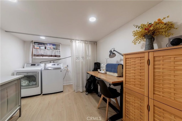 401 W 220th St Unit 40, Carson, CA 90745 - laundry area with separate washer and dryer, light wood finished floors, recessed lighting, and an office area