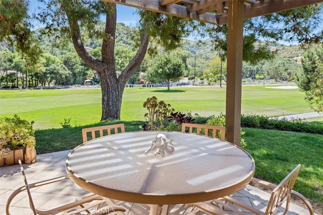 4119 Oak Island Ln, Fallbrook, CA 92028 - view of patio / terrace with a pergola, golf course view, and outdoor dining area