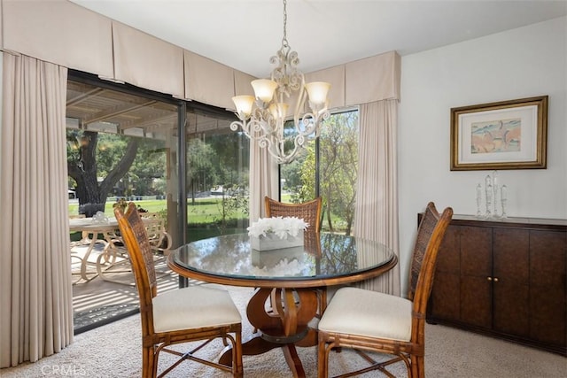 4119 Oak Island Ln, Fallbrook, CA 92028 - dining space featuring a chandelier and light carpet