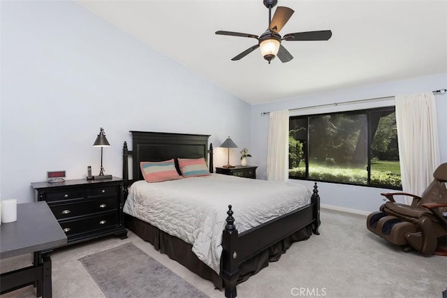 4119 Oak Island Ln, Fallbrook, CA 92028 - bedroom featuring carpet, lofted ceiling, and ceiling fan