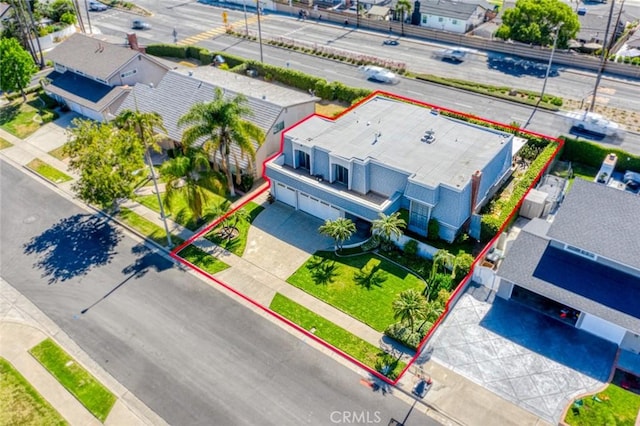 1713 Roanoke St, Placentia, CA 92870 - aerial view of residential area with property parcel outlined