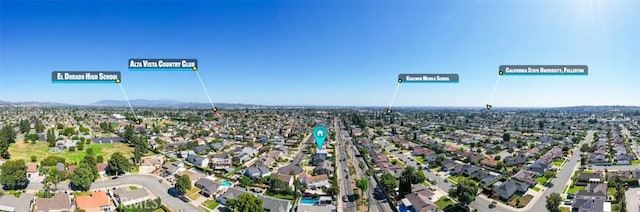 1713 Roanoke St, Placentia, CA 92870 - aerial view of property's location featuring mountains and nearby suburban area