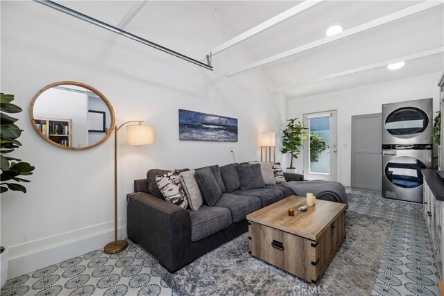 21322 S Western Ave, Torrance, CA 90501 - living area with estacked washer and dryer and baseboards