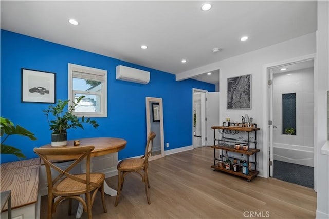 21322 S Western Ave, Torrance, CA 90501 - dining area featuring an AC wall unit, wood finished floors, recessed lighting, and baseboards