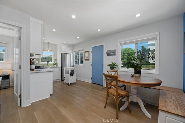 21322 S Western Ave, Torrance, CA 90501 - dining room featuring light wood-style floors, plenty of natural light, recessed lighting, and baseboards