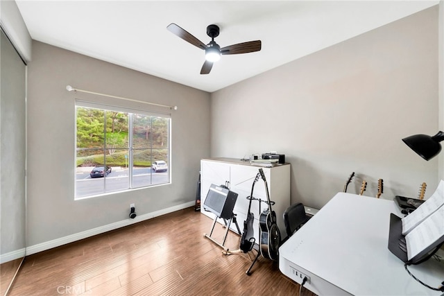 28747 La Triana, Laguna Niguel, CA 92677 - office space featuring ceiling fan, wood finished floors, and baseboards