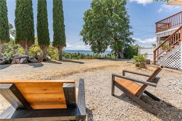 3788 Lakeview Ter, Lucerne, CA 95458 - view of yard with stairs and a wooden deck