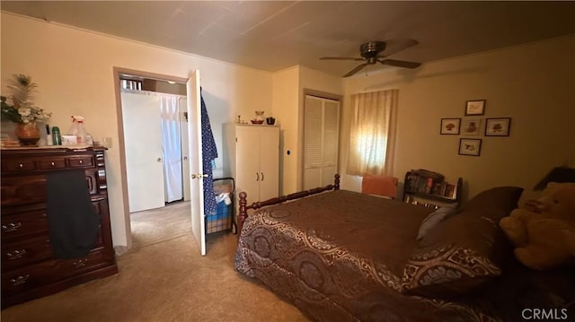 3788 Lakeview Ter, Lucerne, CA 95458 - carpeted bedroom with a closet and a ceiling fan