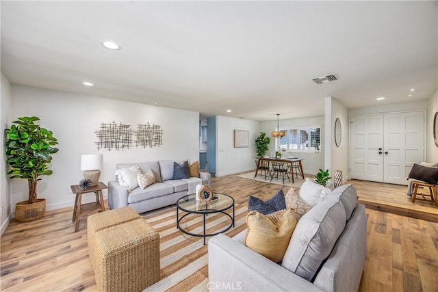 1456 Fernwood Dr, Redlands, CA 92374 - living room featuring recessed lighting, light wood-type flooring, and baseboards