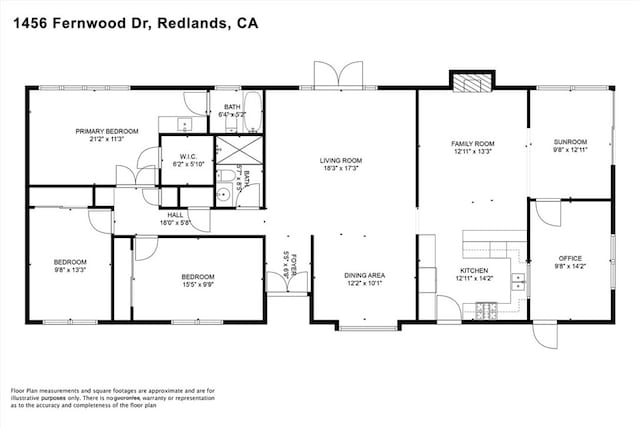 1456 Fernwood Dr, Redlands, CA 92374 - floor plan / room layout