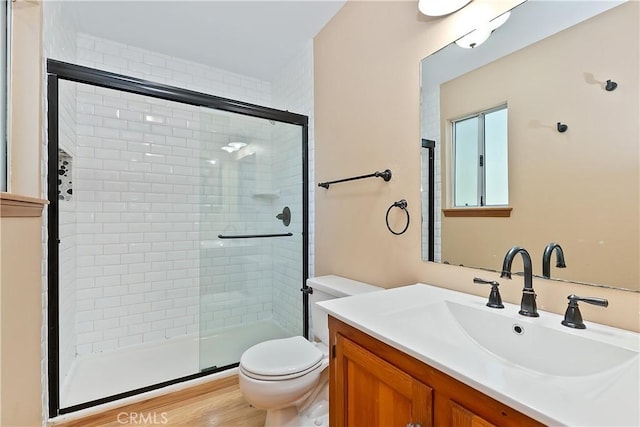 23819 Scenic Dr, Crestline, CA 92325 - full bath with a stall shower, toilet, and vanity