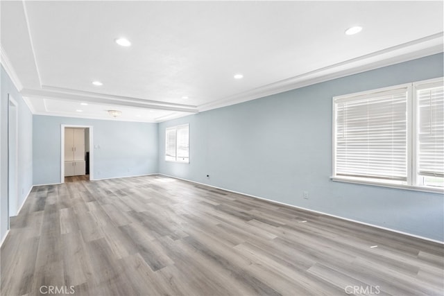 9232 S 7th Ave, Inglewood, CA 90305 - spare room with light wood-style floors, recessed lighting, baseboards, and crown molding