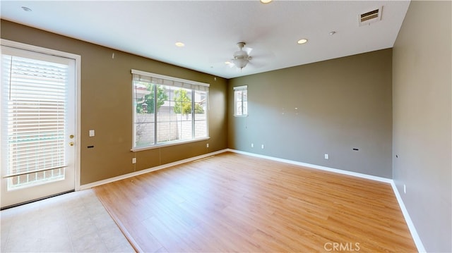 4322 Waterside Ln, Oxnard, CA 93035 - unfurnished room featuring ceiling fan, baseboards, light wood finished floors, and recessed lighting