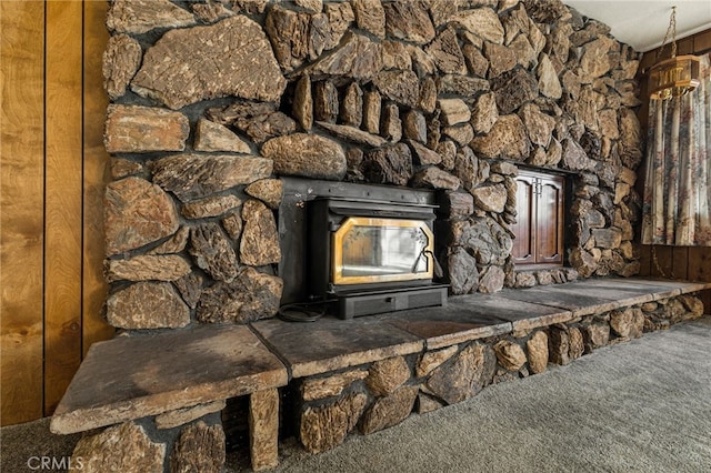 64 Rebie Way, Oroville, CA 95966 - detailed view of carpet floors and a wood stove