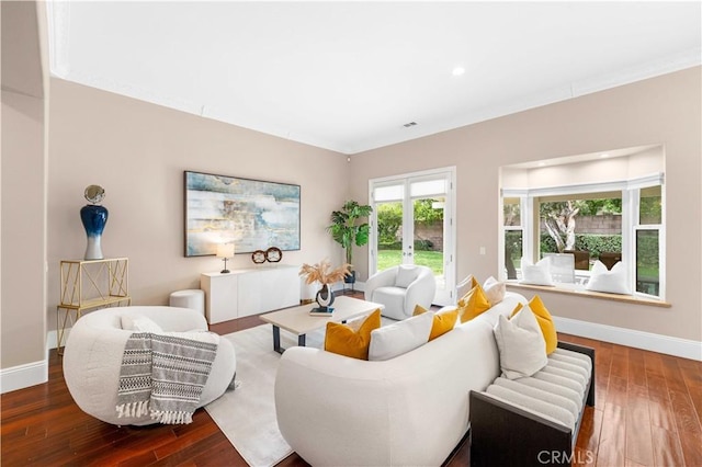 7064 Isle Ct, Rancho Cucamonga, CA 91739 - living room with hardwood / wood-style floors, baseboards, and recessed lighting