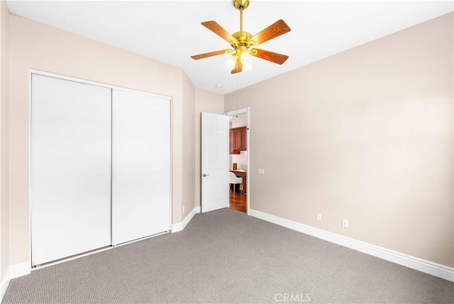 7064 Isle Ct, Rancho Cucamonga, CA 91739 - unfurnished bedroom with carpet floors, baseboards, a closet, and ceiling fan