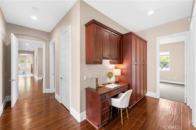 7064 Isle Ct, Rancho Cucamonga, CA 91739 - office space with dark wood-style floors, baseboards, and recessed lighting