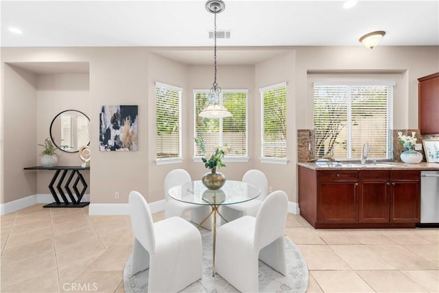 7064 Isle Ct, Rancho Cucamonga, CA 91739 - dining area with light tile patterned flooring, baseboards, and recessed lighting