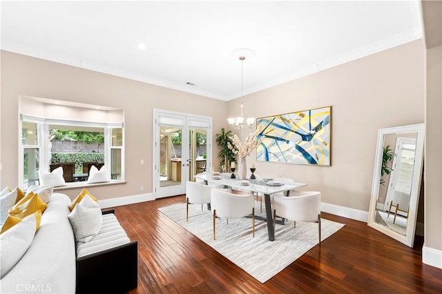 7064 Isle Ct, Rancho Cucamonga, CA 91739 - dining room featuring healthy amount of natural light, a chandelier, baseboards, and crown molding