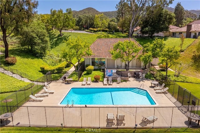 659 Valley Oak Ln, Newbury Park, CA 91320 - community pool featuring a patio area and a mountain view