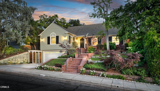 1421 Oneonta Knl, South Pasadena, CA 91030 - view of front of property with driveway, an attached garage, and stairway