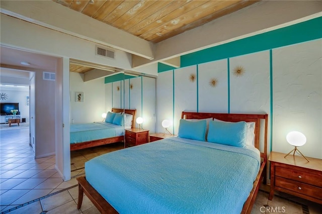 576 E Desert Holly Cir, Palm Springs, CA 92262 - tiled bedroom featuring wooden ceiling