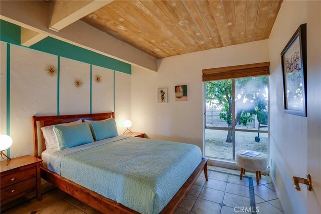 576 E Desert Holly Cir, Palm Springs, CA 92262 - tiled bedroom featuring wooden ceiling