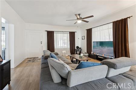 426 Ivy St, Glendale, CA 91204 - living room with a ceiling fan and wood finished floors
