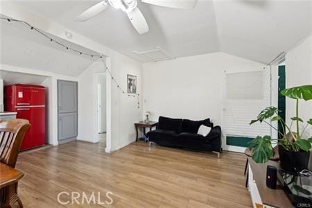 426 Ivy St, Glendale, CA 91204 - sitting room with lofted ceiling, a ceiling fan, and wood finished floors