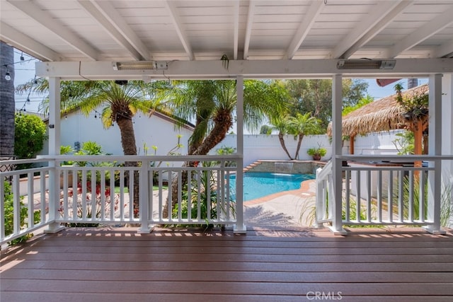 16732 Lassen St, Northridge, CA 91343 - wooden deck with a fenced backyard