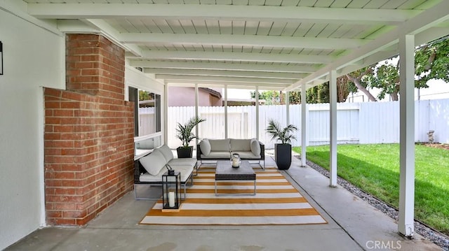 2737 Lorenzo Ave, Costa Mesa, CA 92626 - sunroom featuring an outdoor living space, plenty of natural light, and beamed ceiling