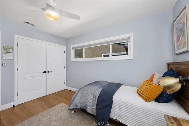 2716 Spreckels, Redondo Beach, CA 90278 - bedroom with wood finished floors, baseboards, a closet, and a ceiling fan