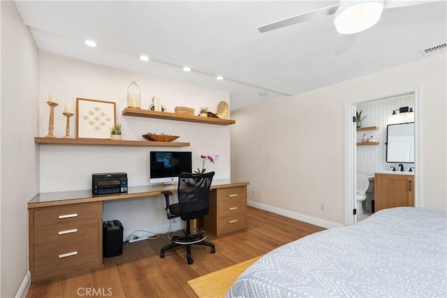 2716 Spreckels, Redondo Beach, CA 90278 - bedroom with wood finished floors, baseboards, recessed lighting, ensuite bath, and ceiling fan