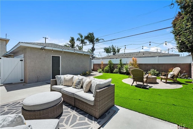 2716 Spreckels, Redondo Beach, CA 90278 - view of patio featuring a gate and an outdoor living space with a fire pit