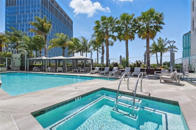 888 W E St Unit 505, San Diego, CA 92101 - community pool featuring a hot tub, a gazebo, and a patio area