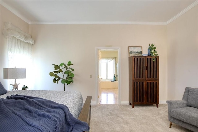 455 Chiswick Way, Cambria, CA 93428 - bedroom featuring crown molding, light colored carpet, and baseboards