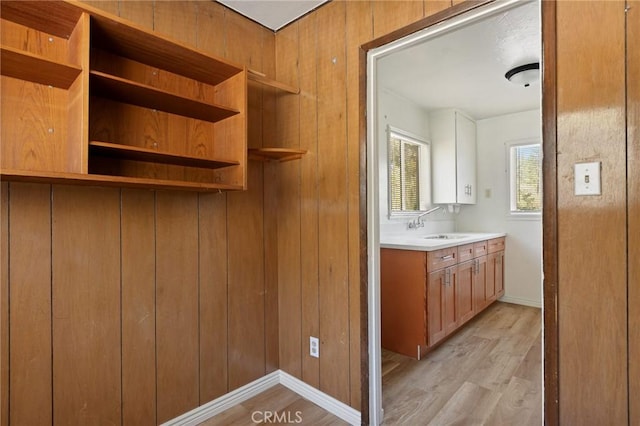 32930 Rim Of The World, Running Springs, CA 92382 - bathroom featuring wood finished floors, vanity, and baseboards